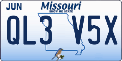 MO license plate QL3V5X
