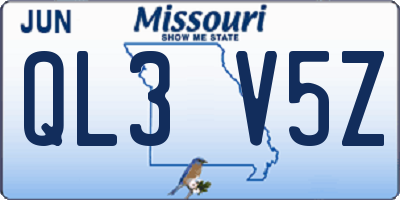 MO license plate QL3V5Z