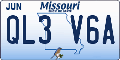 MO license plate QL3V6A