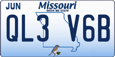MO license plate QL3V6B