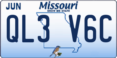 MO license plate QL3V6C