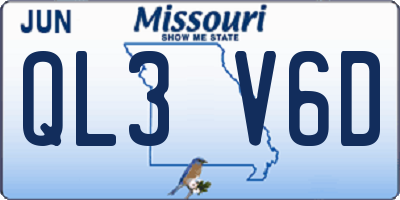 MO license plate QL3V6D