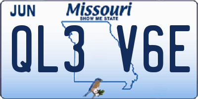 MO license plate QL3V6E
