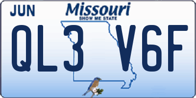 MO license plate QL3V6F