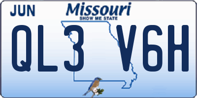 MO license plate QL3V6H