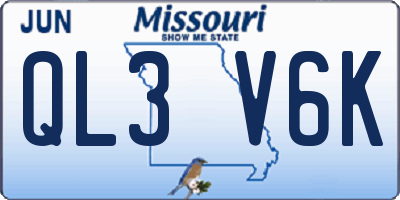 MO license plate QL3V6K