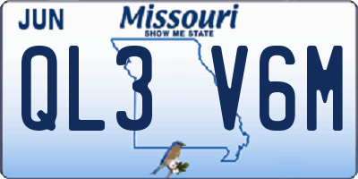MO license plate QL3V6M