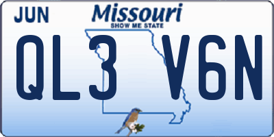 MO license plate QL3V6N