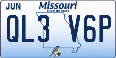 MO license plate QL3V6P