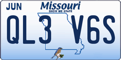 MO license plate QL3V6S