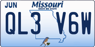 MO license plate QL3V6W