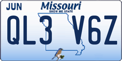 MO license plate QL3V6Z