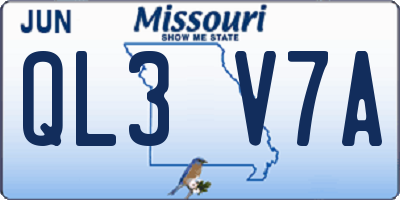 MO license plate QL3V7A