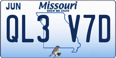MO license plate QL3V7D