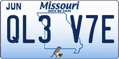 MO license plate QL3V7E