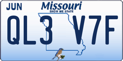 MO license plate QL3V7F