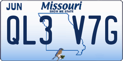 MO license plate QL3V7G