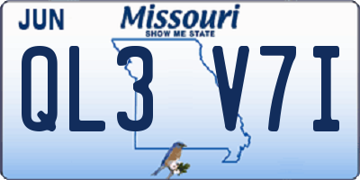 MO license plate QL3V7I