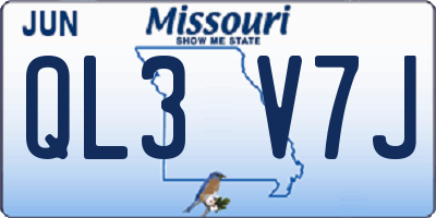 MO license plate QL3V7J