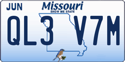 MO license plate QL3V7M