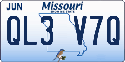 MO license plate QL3V7Q