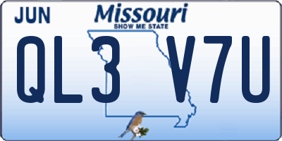 MO license plate QL3V7U