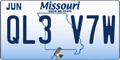 MO license plate QL3V7W