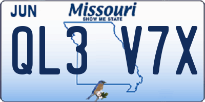 MO license plate QL3V7X