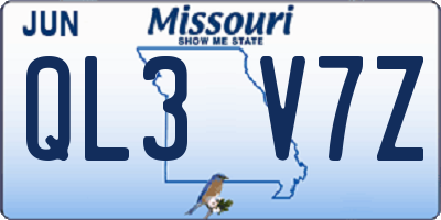 MO license plate QL3V7Z