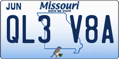 MO license plate QL3V8A
