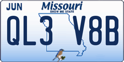 MO license plate QL3V8B