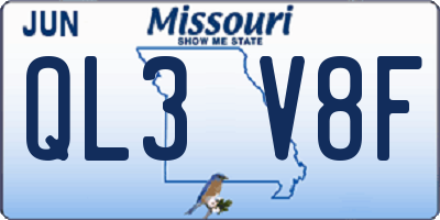 MO license plate QL3V8F