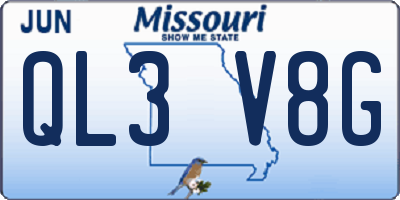 MO license plate QL3V8G