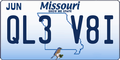 MO license plate QL3V8I