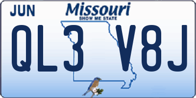 MO license plate QL3V8J