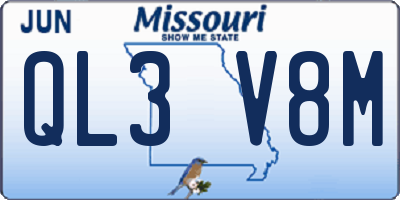 MO license plate QL3V8M