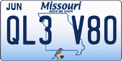 MO license plate QL3V8O