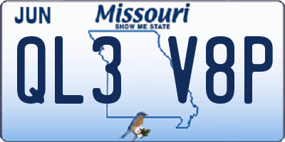 MO license plate QL3V8P