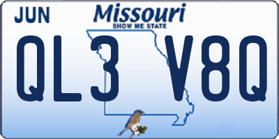 MO license plate QL3V8Q
