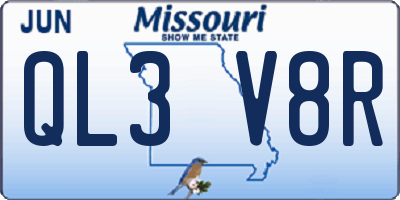 MO license plate QL3V8R
