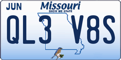 MO license plate QL3V8S