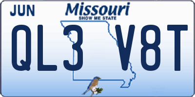 MO license plate QL3V8T