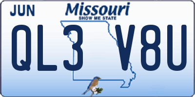 MO license plate QL3V8U