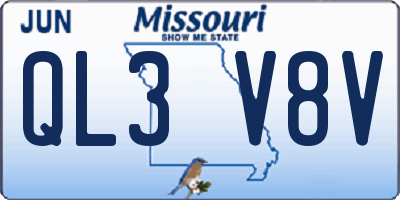 MO license plate QL3V8V