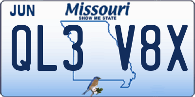MO license plate QL3V8X