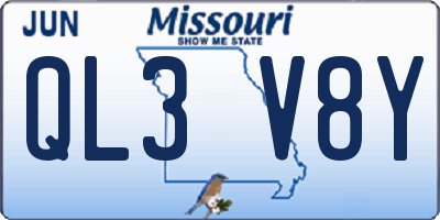 MO license plate QL3V8Y
