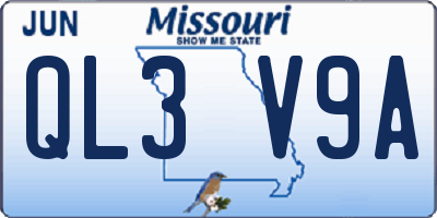 MO license plate QL3V9A