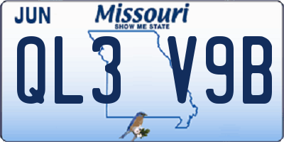 MO license plate QL3V9B