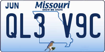 MO license plate QL3V9C