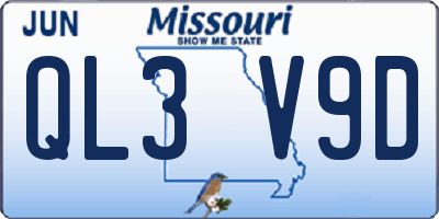 MO license plate QL3V9D